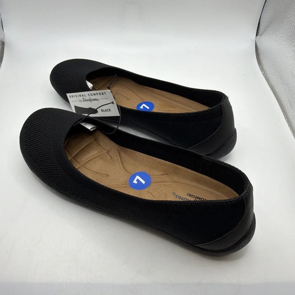NWB The Original Dearfoams Comfort Women's Slip-On Flats Shoes Black Size 7 M‎